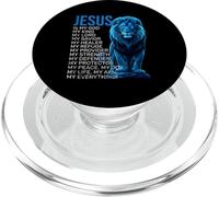 Jesús es mi Dios Mi Rey Mi Salvador León Azul Fe PopSockets PopGrip para MagSafe