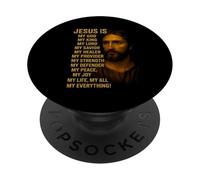 Jesús es mi Dios, Mi Rey, Mi Señor, Mi Salvador, Mi Refugio PopSockets PopGrip Adhesivo