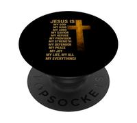 Jesús es mi Dios, Mi Rey, Mi Señor, Mi Salvador, Mi Refugio PopSockets PopGrip Adhesivo