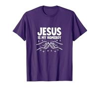 Jesús Es Mi Homeboy Hombres Cristianos Fe Puño Bump Camiseta, Hombre, Morado, 3XL