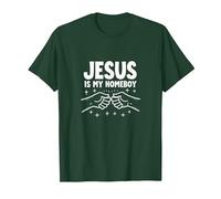 Jesús Es Mi Homeboy Hombres Cristianos Fe Puño Bump Camiseta, Hombre, Verde Bosque, M