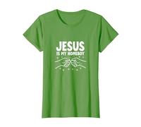 Jesús Es Mi Homeboy Hombres Cristianos Fe Puño Bump Camiseta, Mujer, Hierba, L