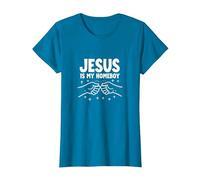 Jesús Es Mi Homeboy Hombres Cristianos Fe Puño Bump Camiseta, Mujer, Zafiro, L