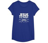 Jesús Es Mi Homeboy Hombres Cristianos Fe Puño Bump Camiseta, Niñas, Azul Real, Grande