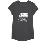 Jesús Es Mi Homeboy Hombres Cristianos Fe Puño Bump Camiseta, Niñas, Jaspeado Oscuro, XS