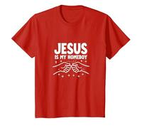 Jesús Es Mi Homeboy Hombres Cristianos Fe Puño Bump Camiseta, Niños, Rojo, 12 años