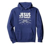 Jesús Es Mi Homeboy Hombres Cristianos Fe Puño Bump Sudadera con Capucha, Unisex para Adultos, Azul Marino, L