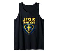 Jesús es mi Jefe Christian Shield Superhéroe Camiseta sin Mangas