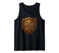 Jesús es mi Jefe Christian Shield Superhéroe Camiseta sin Mangas