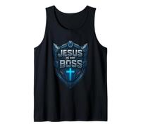 Jesús es mi Jefe Christian Shield Superhéroe Camiseta sin Mangas