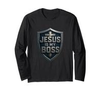 Jesús es mi Jefe Christian Shield Superhéroe Manga Larga