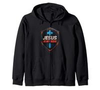 Jesús es mi Jefe Christian Shield Superhéroe Sudadera con Capucha