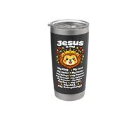 Jesús Es Mi Rey Señor Salvador Fe Cristiana Vaso térmico de acero inoxidable de doble pared