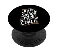 Jesús es mi salvador El Papa es mi entrenador Fe religiosa PopSockets PopGrip Adhesivo