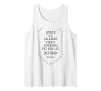 Jesús Es Mi Salvador Fuerte Esperanza Paz Vida Luz Refugio Camiseta sin Mangas