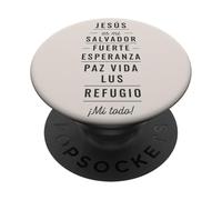 Jesús Es Mi Salvador Fuerte Esperanza Paz Vida Luz Refugio PopSockets PopGrip Adhesivo