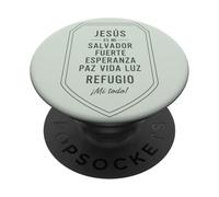 Jesús Es Mi Salvador Fuerte Esperanza Paz Vida Luz Refugio PopSockets PopGrip Adhesivo