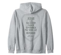 Jesús Es Mi Salvador Fuerte Esperanza Paz Vida Luz Refugio Sudadera con Capucha
