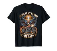 Jesús es mi Salvador Montar es mi Terapia Jesús Motocicleta Camiseta