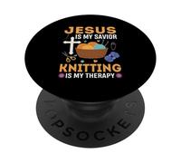 Jesús es mi Salvador Tejer es mi Terapia PopSockets PopGrip Adhesivo