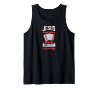 Jesús es mi Salvador Tocar el acordeón es mi Terapia Camiseta sin Mangas