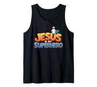 Jesús es mi superhéroe, hombres cristianos, niño, Dios, hijo, buen niño Camiseta sin Mangas