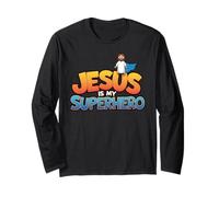 Jesús es mi superhéroe, Hombres Cristianos, niño, Dios, Hijo, Buen niño Manga Larga