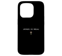 Jesús es Real Cruz Delgada Cristiana Fe en Dios Carcasa para iPhone 15 Pro