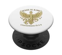 Jesús es Rey, 1 Corintios 15:3-4 PopSockets PopGrip Adhesivo