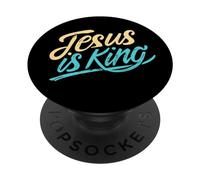 Jesús es Rey Cristiano Religioso Dios Fe Verso de la Biblia PopSockets PopGrip Adhesivo