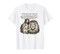 Jesús es Rey, Jesucristo Vintage Grunge Camiseta gráfica económica, Hombre, Blanco, M
