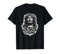 Jesús es Rey, Jesucristo Vintage Grunge Camiseta gráfica económica, Hombre, Negro, XL