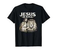 Jesús es Rey, Jesucristo Vintage Grunge Camiseta gráfica económica, Hombre, Negro, XL