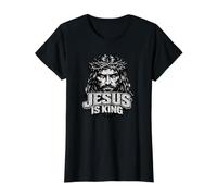 Jesús es Rey, Jesucristo Vintage Grunge Camiseta gráfica económica, Mujer, Negro, XL