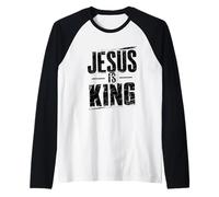 Jesús es Rey Mensaje del Evangelio Cristiano Camiseta Manga Raglan