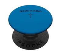 Jesús Es Rey Mínimo Simple Fe Religiosa Cristiana PopSockets PopGrip Adhesivo