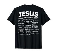 Jesús es Rey Nombres de Dios Hebreo Jesús Cristiano (en la Parte Posterior) Camiseta