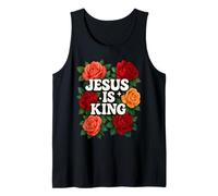 Jesús es Rey Rosa Floral fe Cristiana Camiseta sin Mangas
