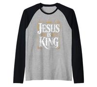 Jesús es Rey Verso de la Biblia Juan 14:6 Dios Cristiano Religioso Camiseta Manga Raglan