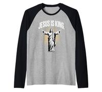 Jesús es Rey Verso de la Biblia Juan 14:6 Dios Cristiano Religioso Camiseta Manga Raglan