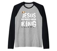Jesús es Rey Verso de la Biblia Juan 14:6 Dios Cristiano Religioso Camiseta Manga Raglan