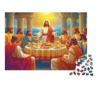 Jesus Escena de la última Cena 1000 Piezas Cartón Extra Grueso Rompecabezas Premium Fans De Adolescentes 12-18 Años Imposible Difícil Desafío Presente Divertido 52x38cm/1000pcs
