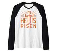 Jesús está Vivo Ha resucitado Cristo Rosa de la Pascua Muerta Camiseta Manga Raglan
