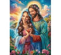 Jésus et Marie Dans le Jardin Fleuri Rompecabezas 500 Piezas Cartón Resistente para Mayores Mitos fantásticos Reunión Familiar Juegos Desarrollo Lógica Detalle San Valentín Calidad 500 PCS