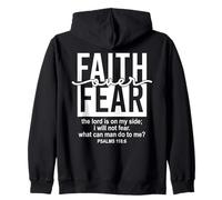 Jesus Faith Over Fear Black White Psalm 118:6 Christian God Sudadera con Capucha