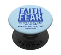 Jesus Faith Over Fear Blue Psalms 118:6 Christian Scripture PopSockets PopGrip Adhesivo