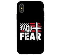 Jesus Faith Over Fear Flag Red Christian Cross Psalms 118:6 Carcasa para iPhone X/XS