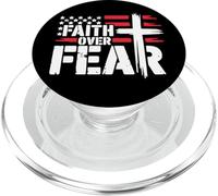 Jesus Faith Over Fear Flag Red Christian Cross Psalms 118:6 PopSockets PopGrip para MagSafe