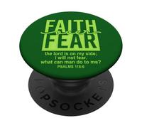 Jesus Faith Over Fear Green Psalms 118:6 Christian Scripture PopSockets PopGrip Adhesivo