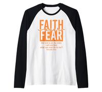 Jesus Faith Over Fear Orange Psalm 118:6 Christian Scripture Camiseta Manga Raglan